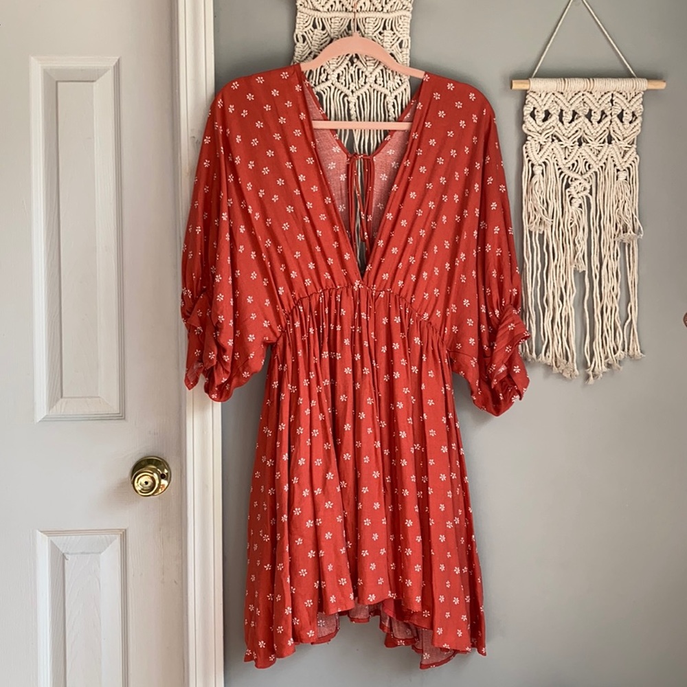Orange and White Floral Dress